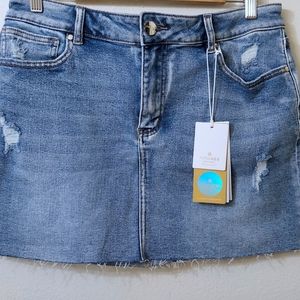 Vipones Boutique Distressed Blue Jean Mini Skirt 12